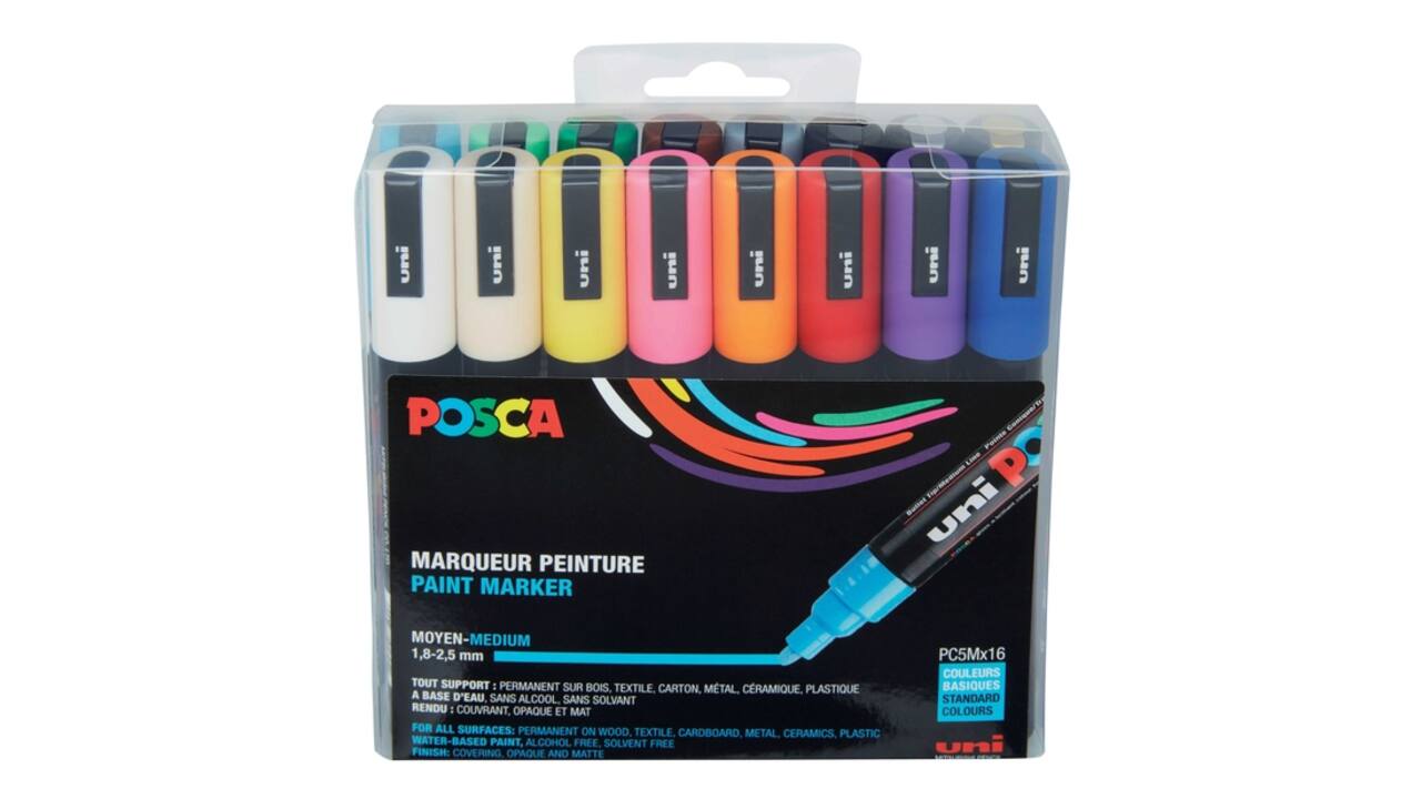 Paintmarker Uni POSCA PC5M medium assorti set à 16 stuks