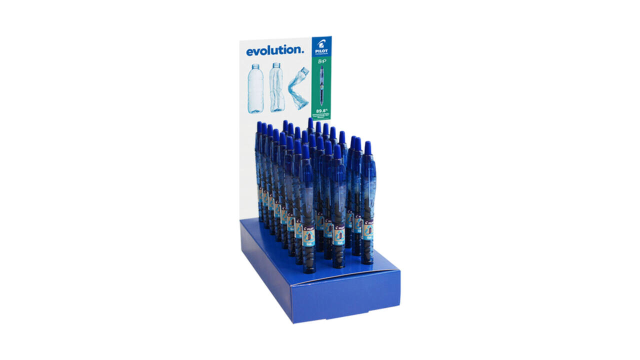 Gelschrijver PILOT Begreen B2P medium blauw display à 24 stuks