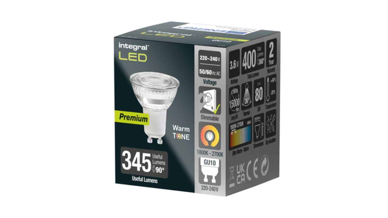 Ledlamp Integral GU10 1800-2700K warm wit 3.6W 380lumen