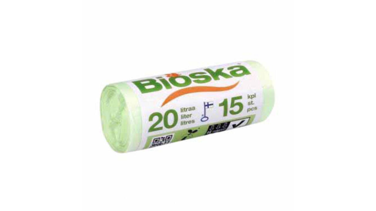 Afvalzak Bioska zetmeel 42x50cm 20 liter groen rol à 15 stuks