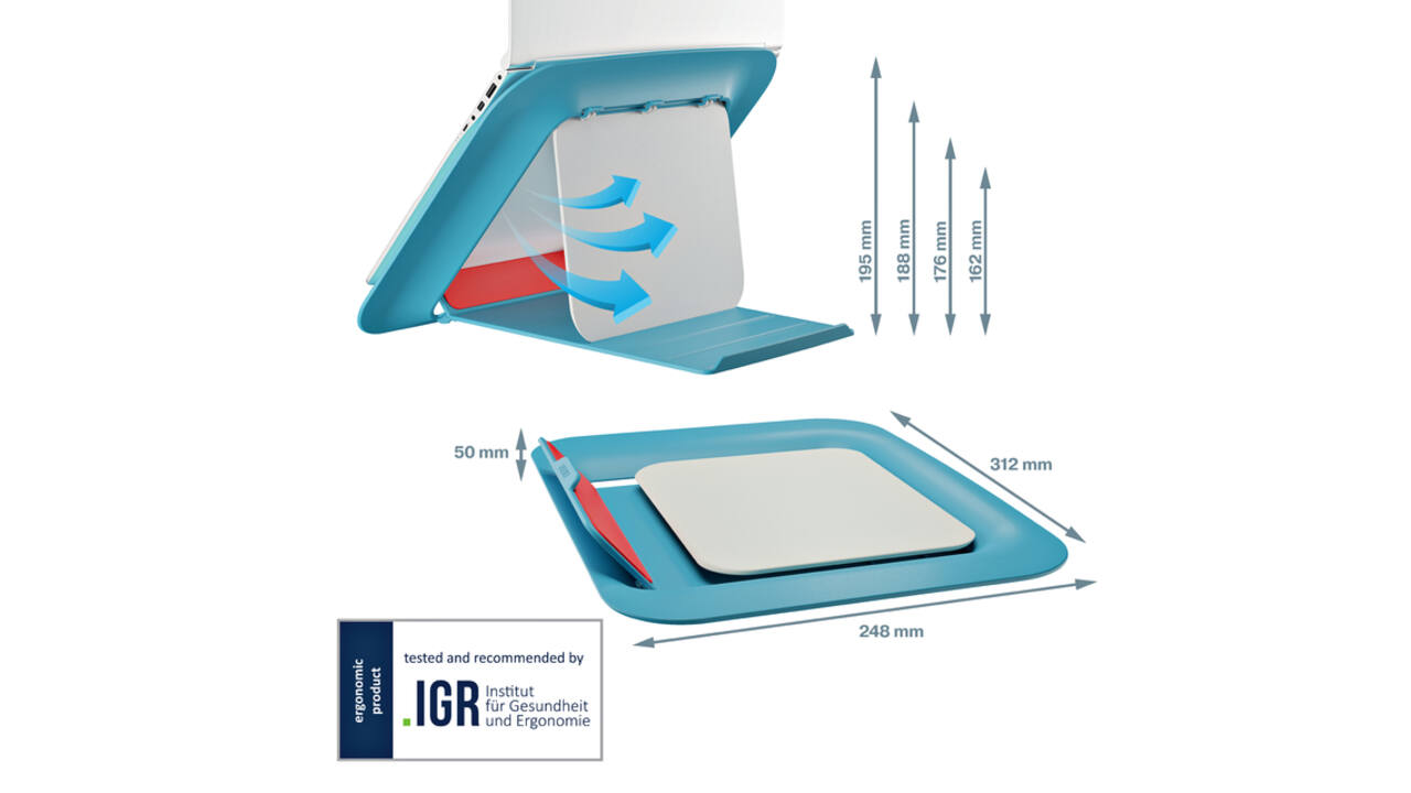 Laptopstandaard Leitz Ergo Cosy verstelbaar recyled blauw