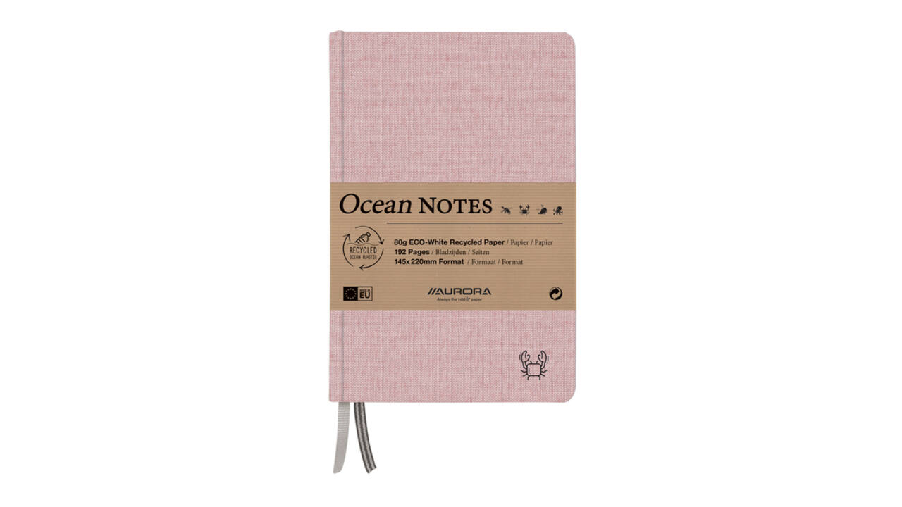Notitieboek Aurora Ocean A5 192blz lijn 80gr linnenstructuur kaft rood