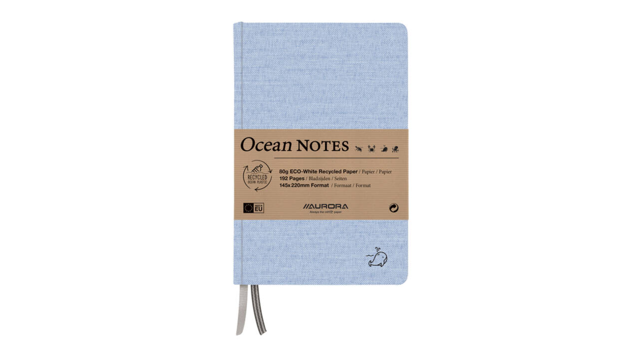 Notitieboek Aurora Ocean A5 192blz lijn 80gr linnenstructuur kaft blauw
