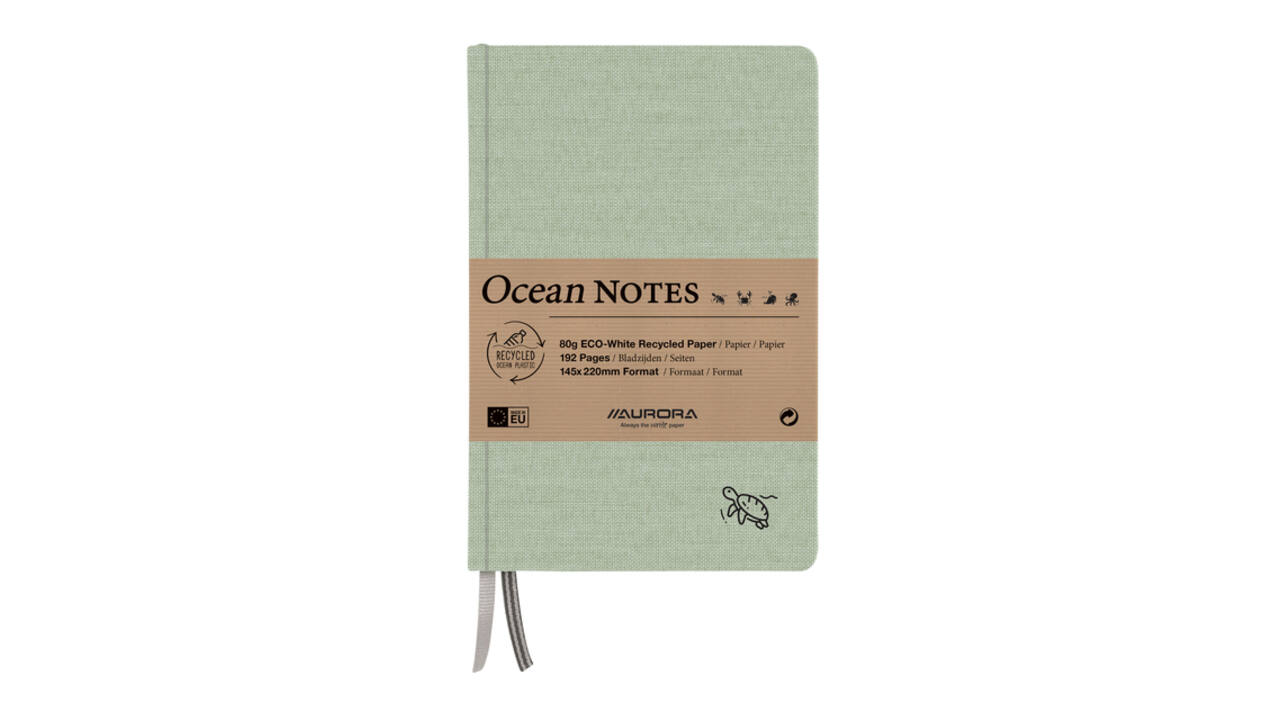 Notitieboek Aurora Ocean A5 192blz lijn 80gr linnenstructuur kaft groen
