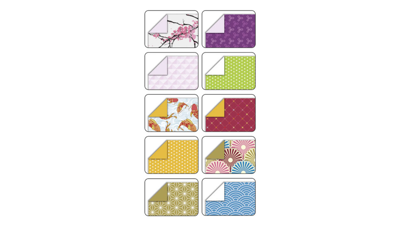 Vouwblaadjes Folia 80gr 15x15cm 50 vel 2-zijdig Japan 10 designs ass