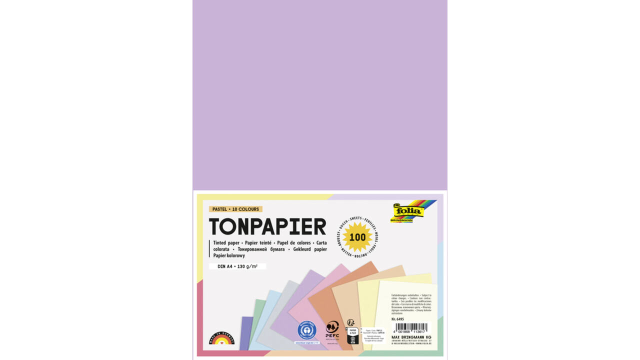 Knutselpapier Folia A4 100vel 10 pastelkleuren