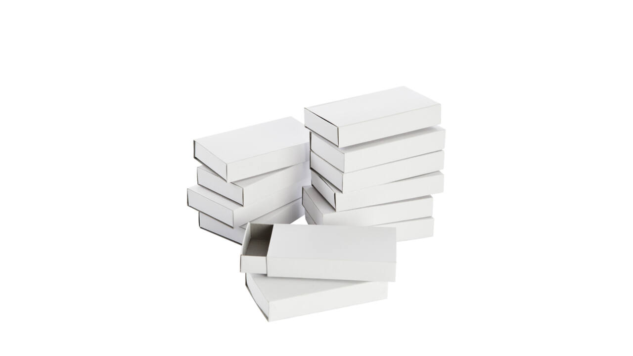Luciferdoosjes Folia groot 110x60x20mm 12 stuks wit