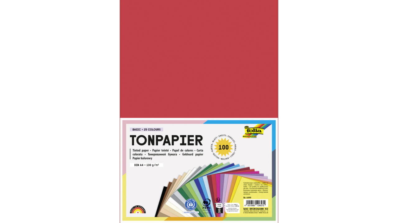 Knutselpapier Folia A4 100vel 25 kleuren