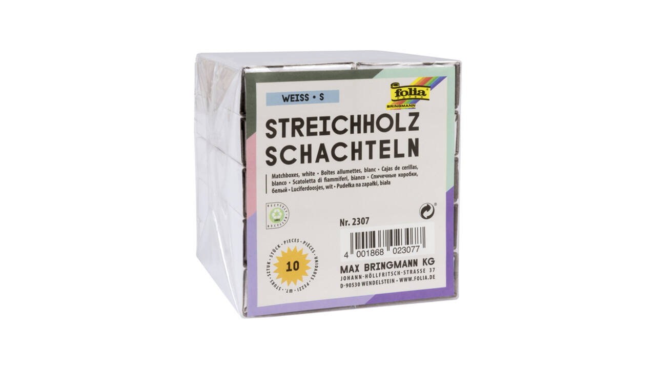 Luciferdoosjes Folia groot 110x60x20mm 12 stuks wit