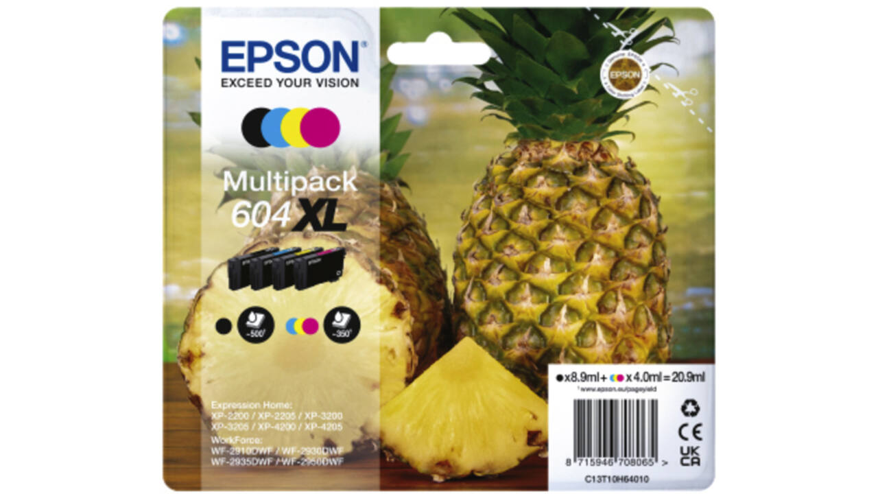 Inktcartridge Epson 604XL T10H64 zwart + 3 kleuren