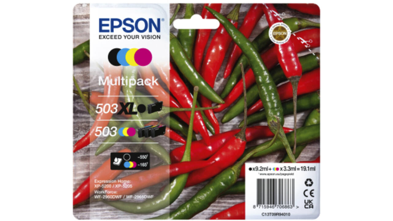 Inktcartridge Epson 503XL/503 T09R94 zwart + 3 kleuren