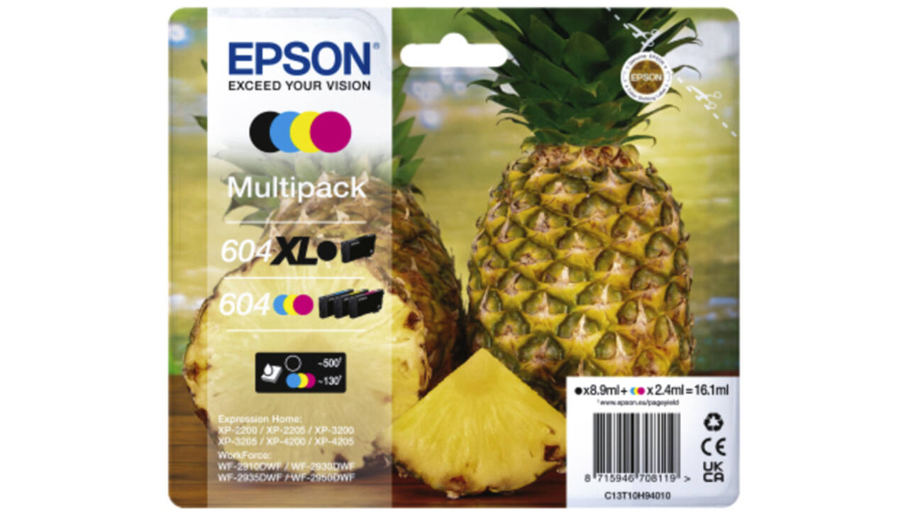 Inktcartridge Epson 604XL/604 T10H94 zwart + 3 kleuren