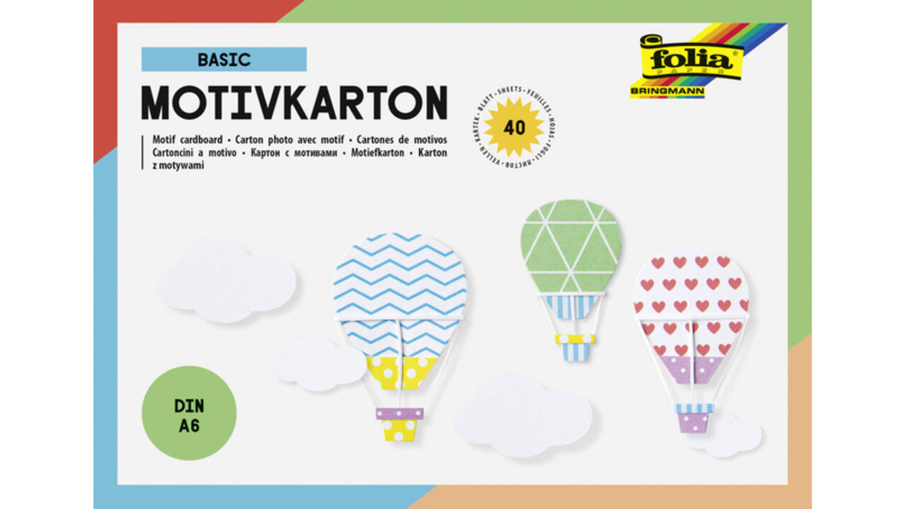 Fotokarton Folia A6 40vel met basisdesigns assorti