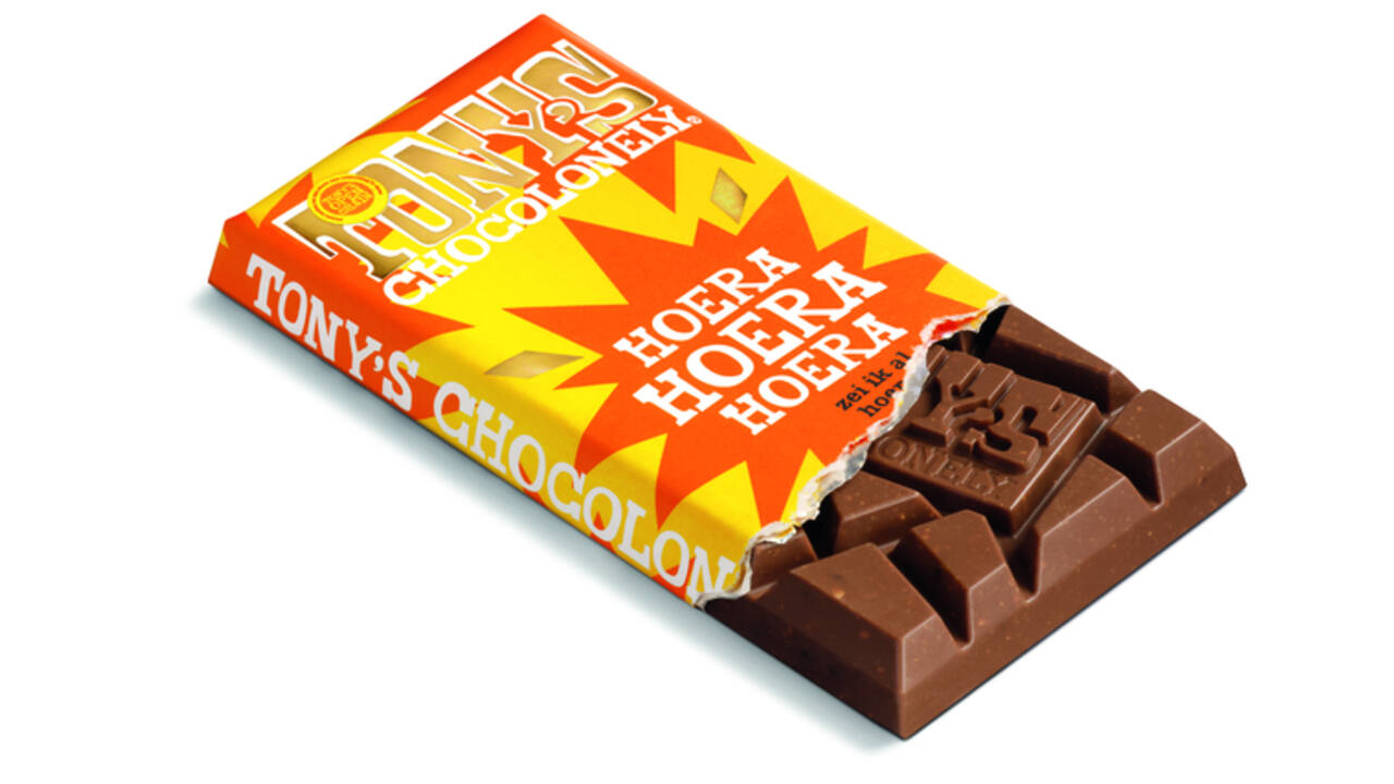Chocolade Tony's Chocolonely gefeliciteerd melk cocolate chipcookie reep 180gr