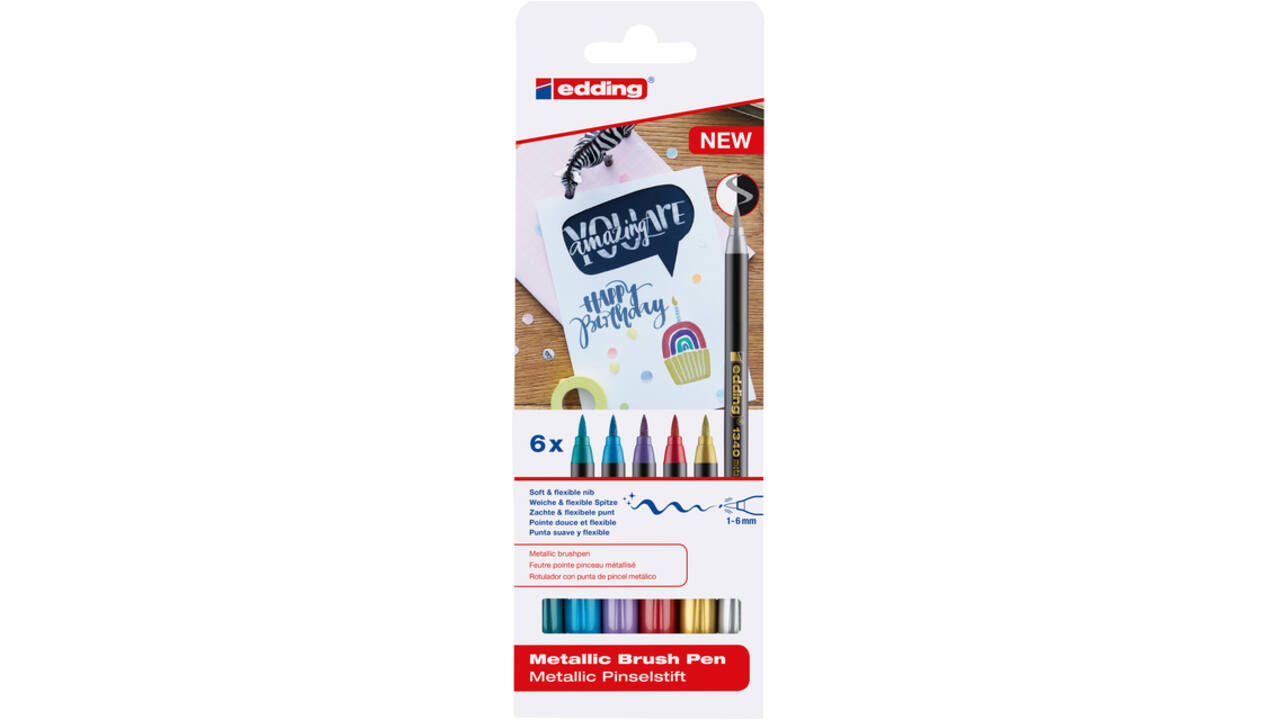 Brushpen edding 1340 metallic assorti set à 6 stuks