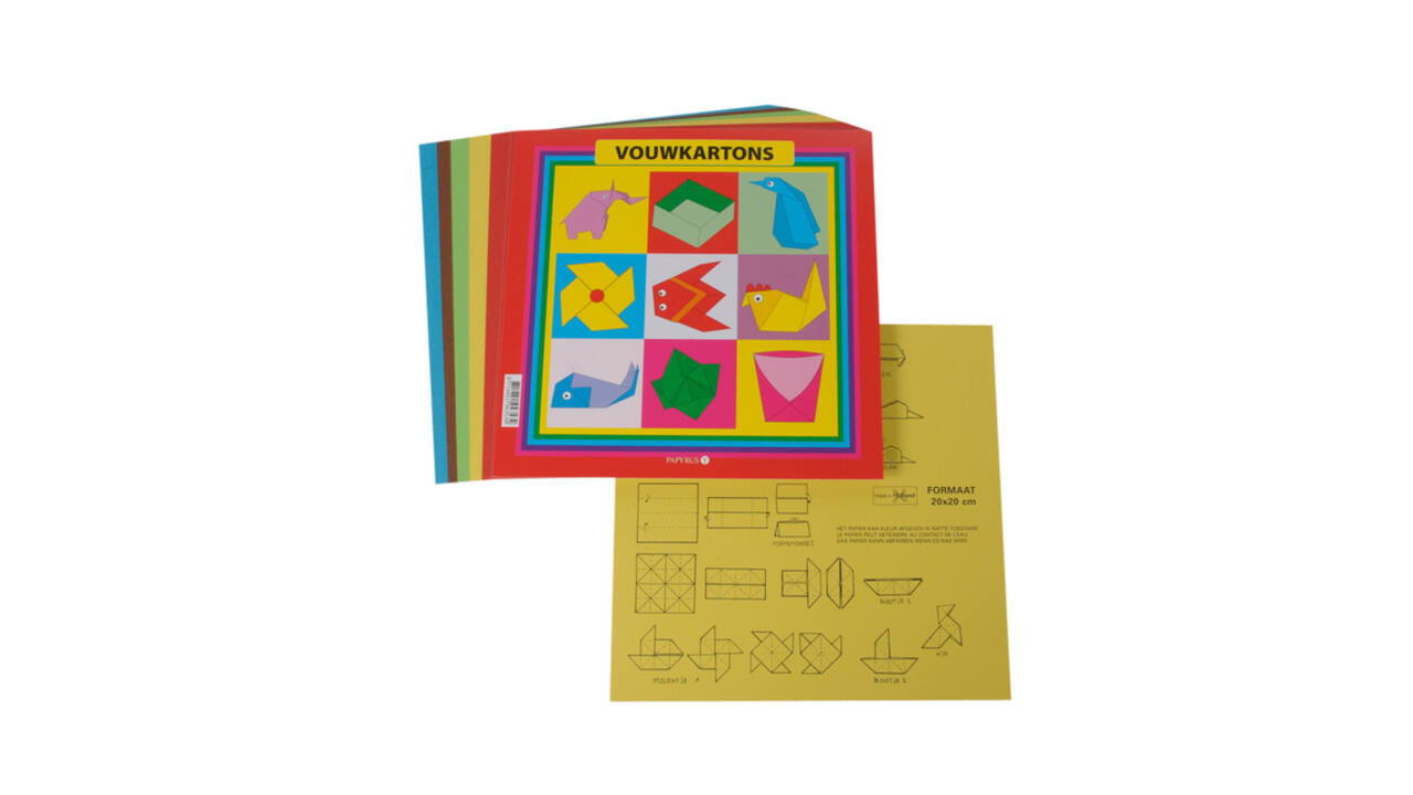 Vouwkarton vierkant 20x20cm 105gram assorti 40 vel