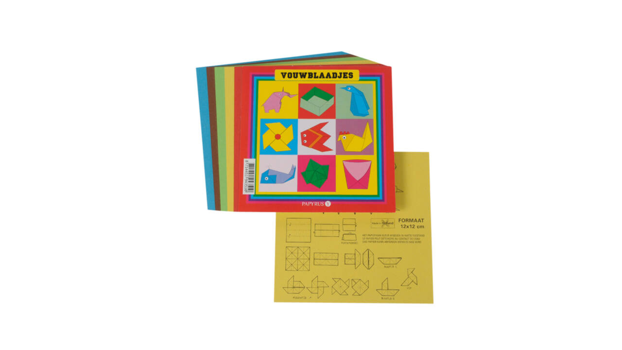 Vouwblaadjes vierkant 12x12cm 65gram assorti 90 vel