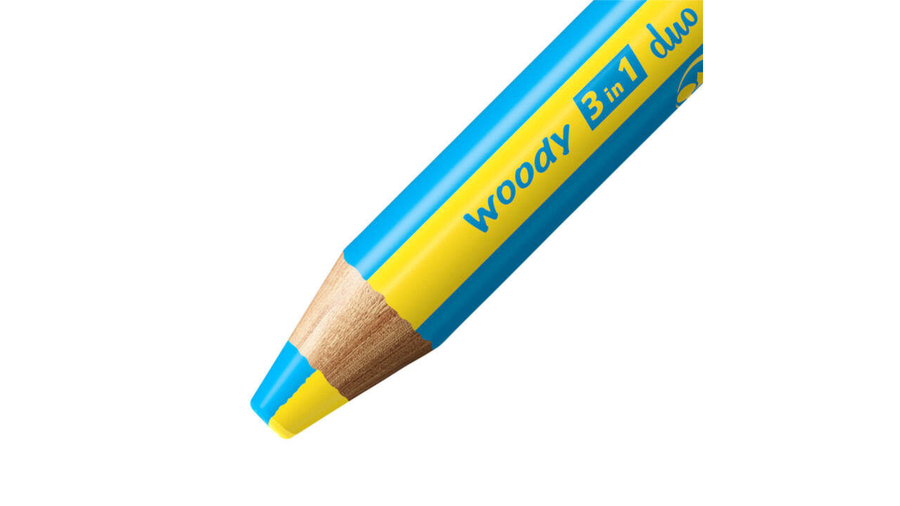Kleurpotloden STABILO 882 woody 3 in 1 duo incl puntenslijper ass 10st