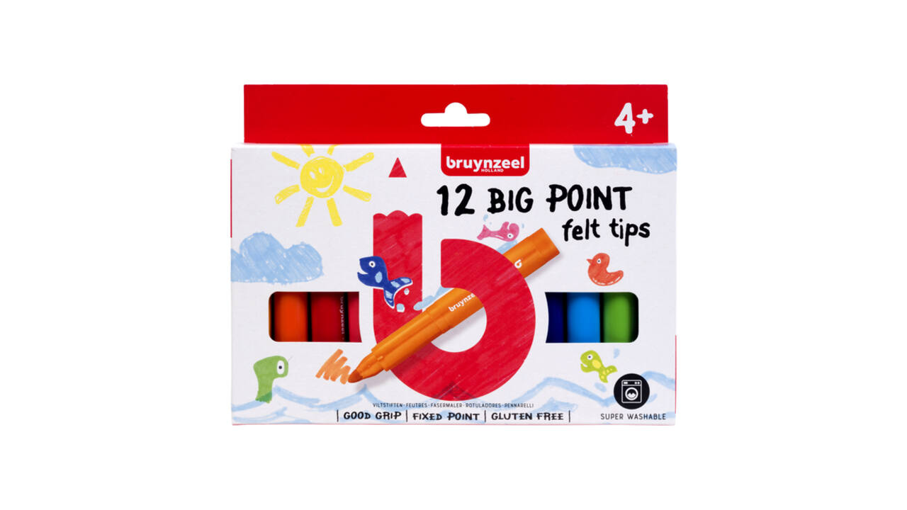 Viltstift Bruynzeel Kids Big Point assorti 12 stuks