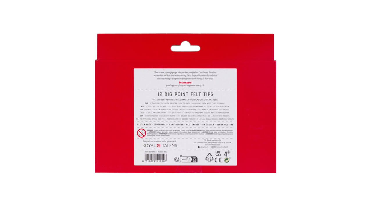 Viltstift Bruynzeel Kids Big Point assorti 12 stuks