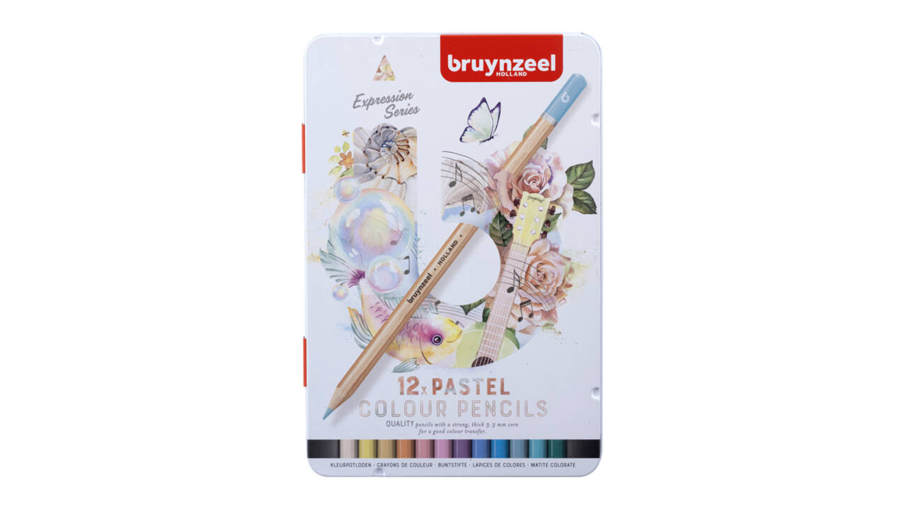 Kleurpotloden Bruynzeel Expression assorti pastel blik à 12 stuks