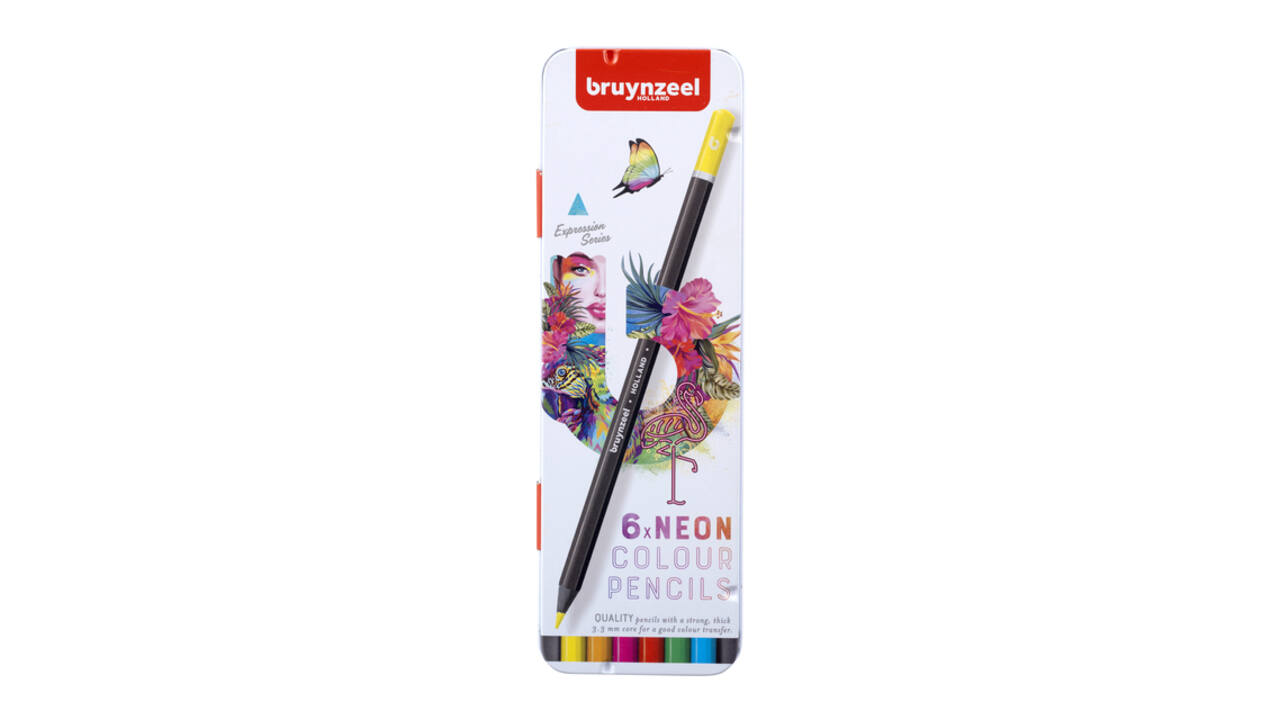Kleurpotloden Bruynzeel Expression assorti neon blik à 6 stuks