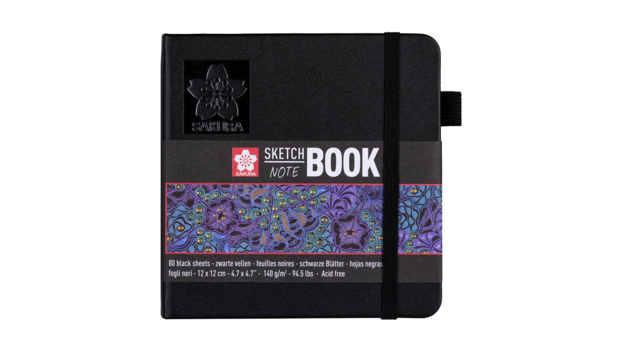 Schetsboek Sakura 80 zwarte vellen 140gr 120x120mm zwart