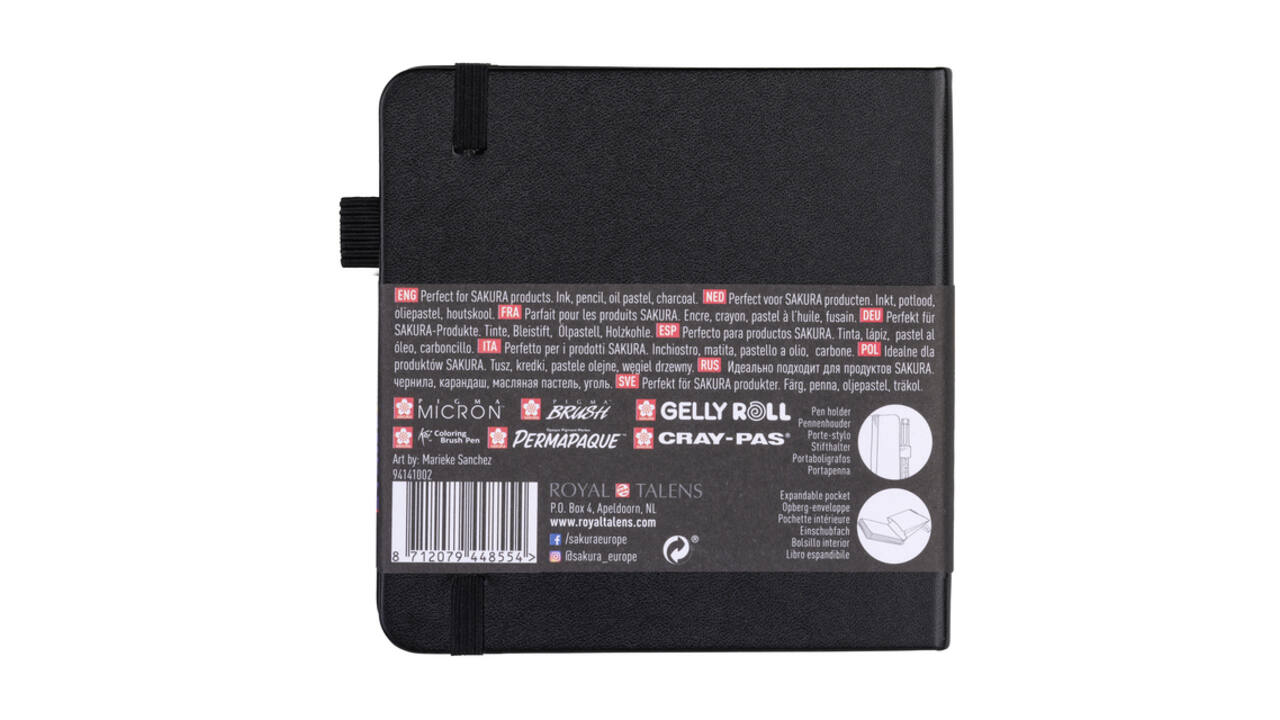 Schetsboek Sakura 80 zwarte vellen 140gr 120x120mm zwart