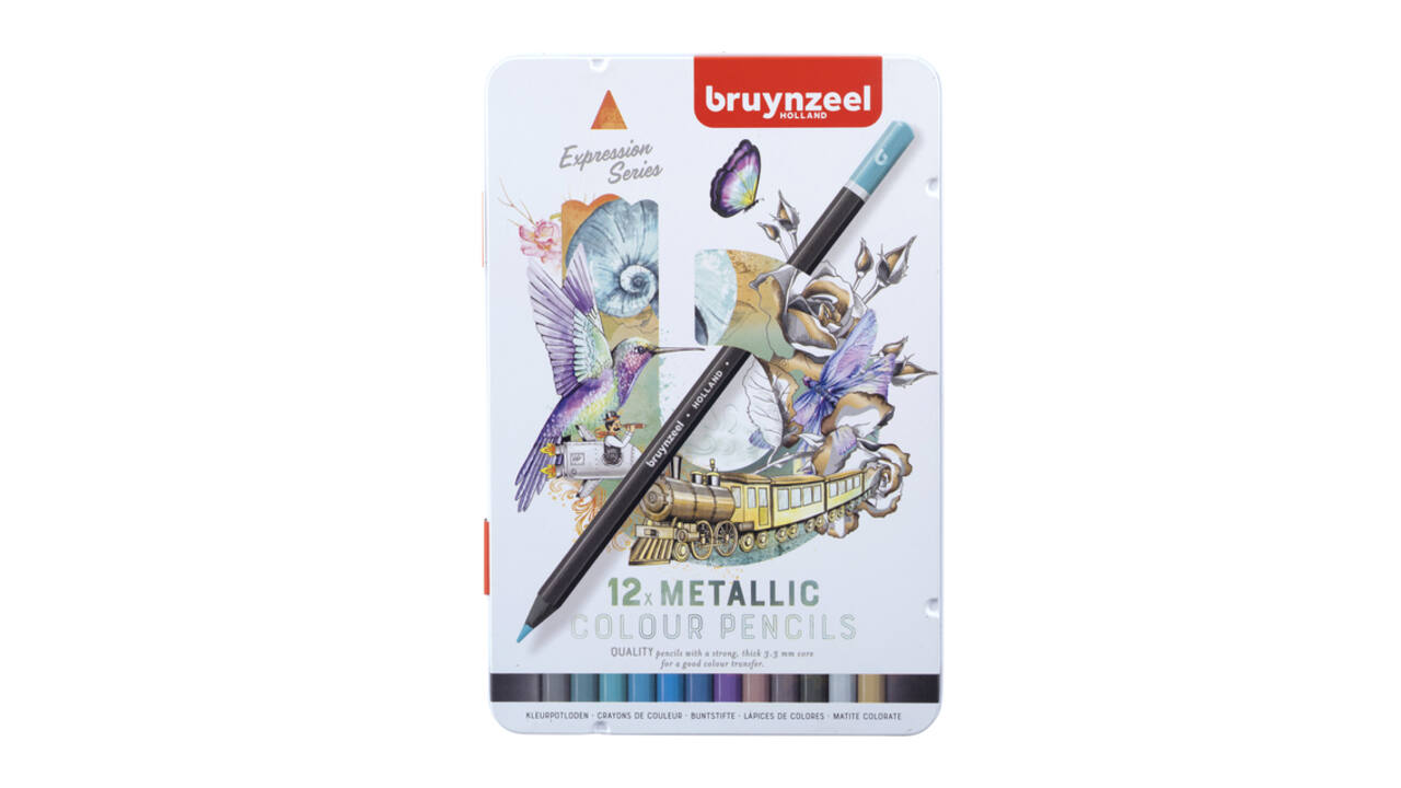 Kleurpotloden Bruynzeel Expression assorti metallic blik à 12 stuks