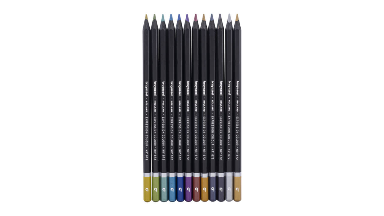 Kleurpotloden Bruynzeel Expression assorti metallic blik à 12 stuks