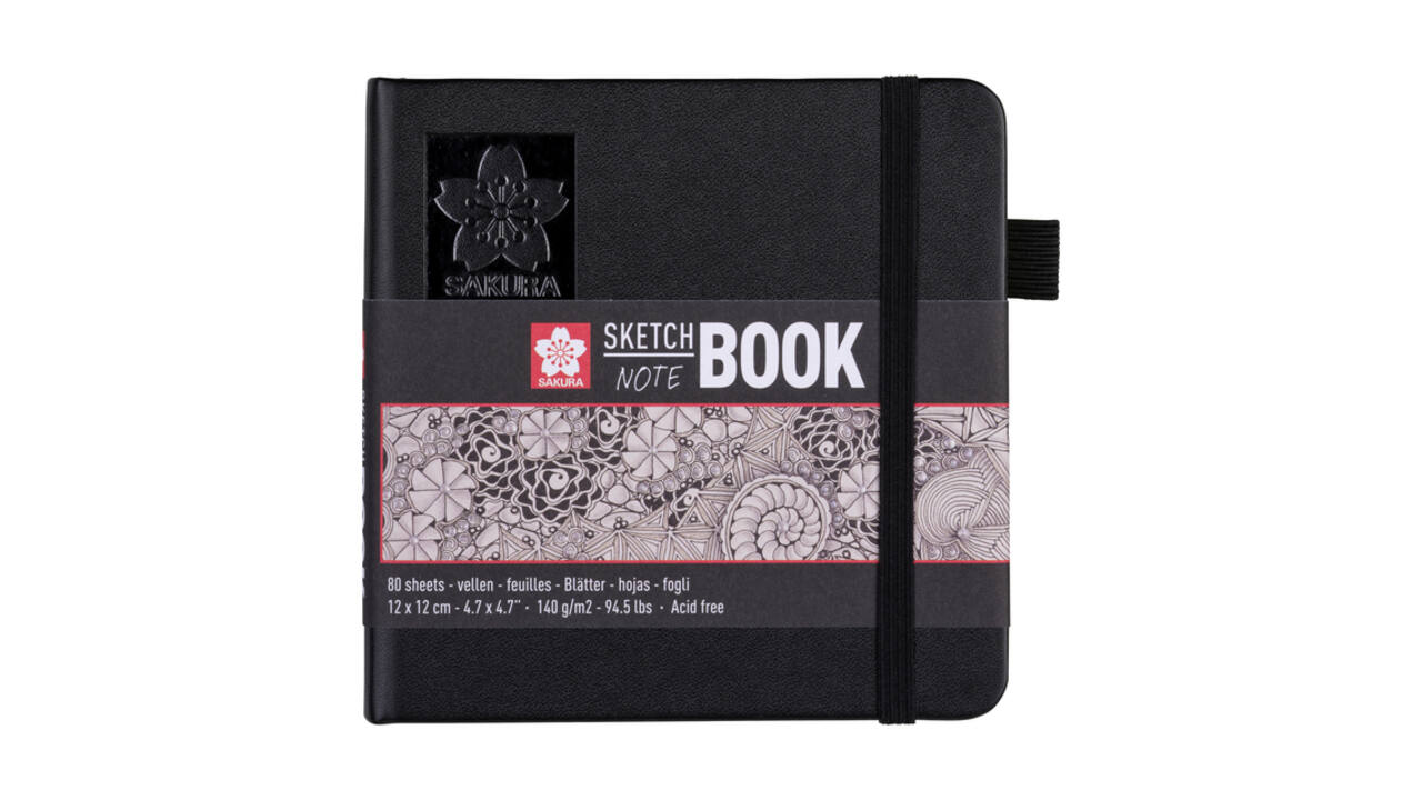 Schetsboek Sakura 80 witte vellen 140gr 120x120mm zwart