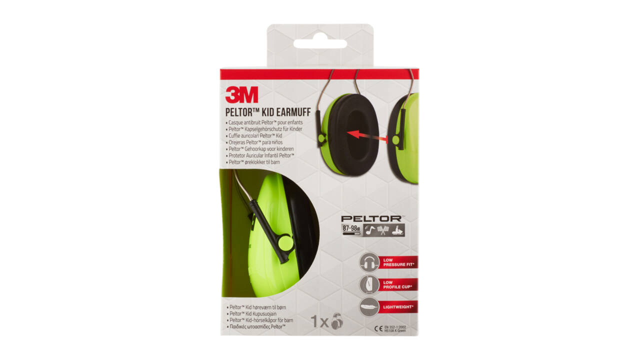 Oorkap 3M Peltor voor kinderen  H510AK (87-98 dB) neongroen