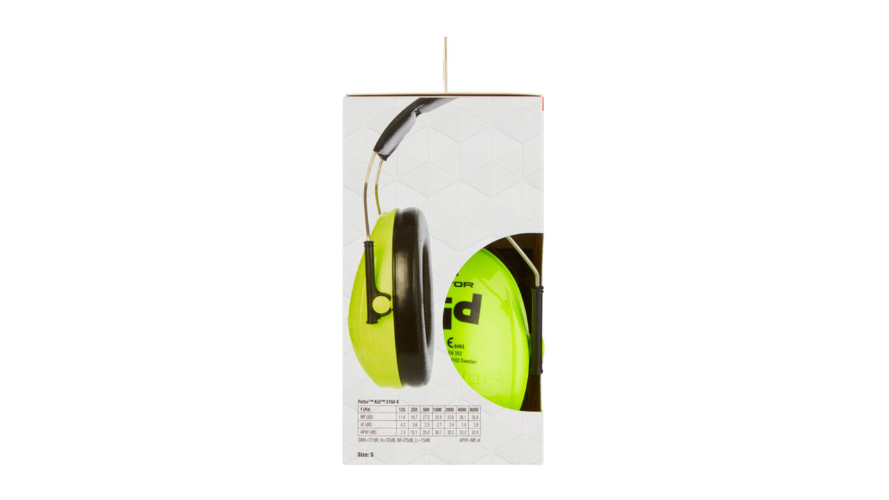 Oorkap 3M Peltor voor kinderen  H510AK (87-98 dB) neongroen