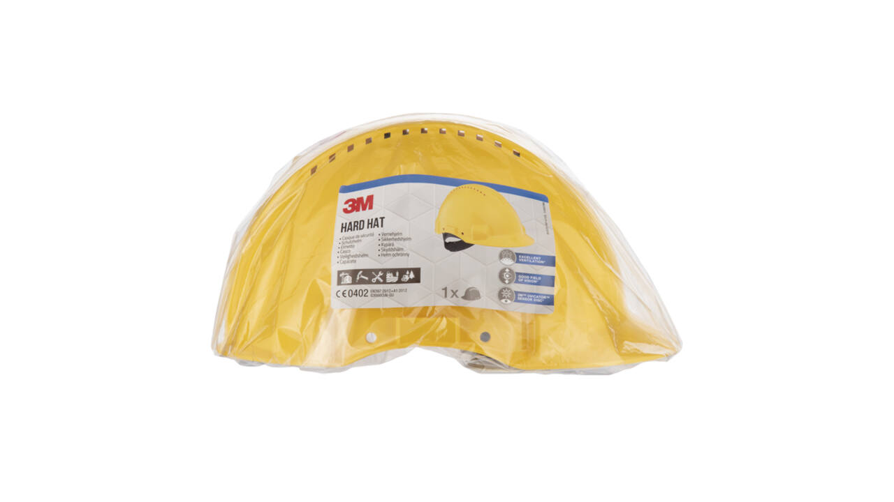 Veiligheidshelm 3M 53-62cm Uvicator en pinverstelling geel