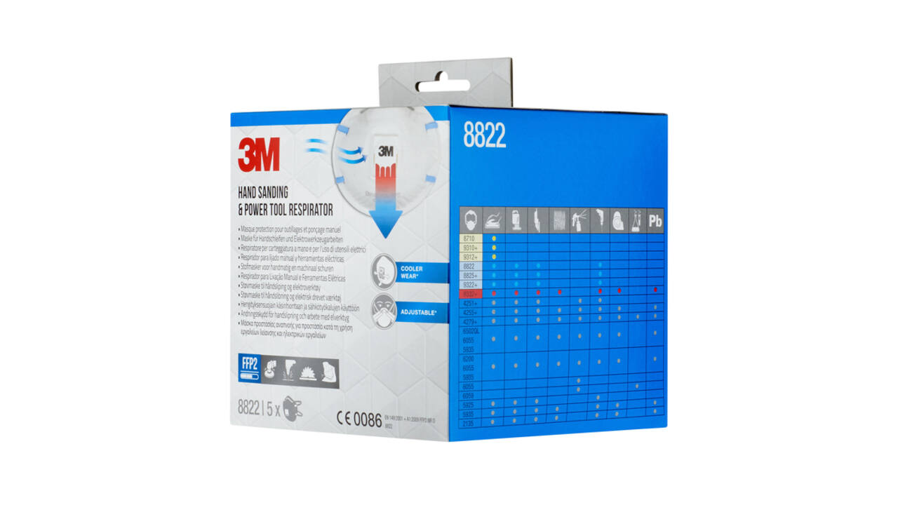 Stofmasker 3M voor schuren 8822 FFP2 met ventiel 5 stuks