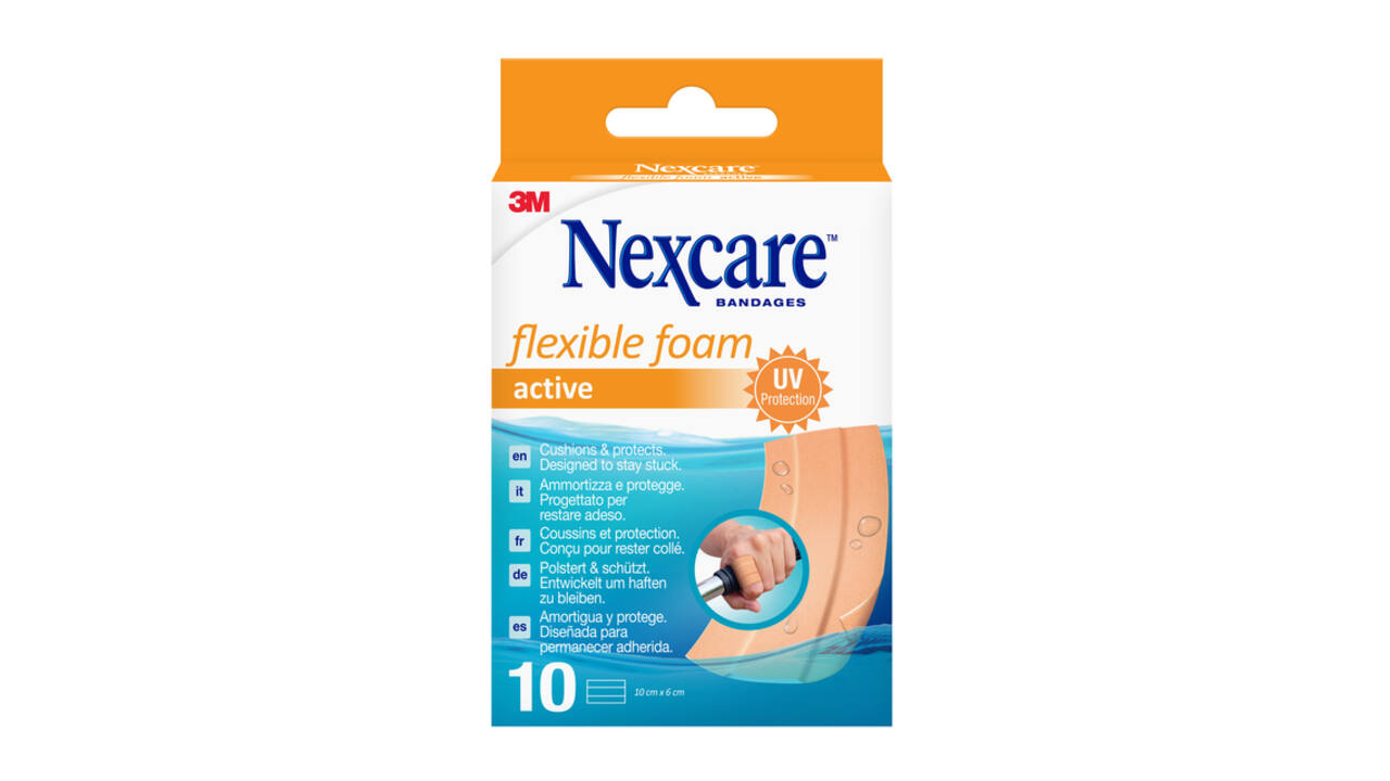 Wondpleister Nexcare active flexible foam waterbestendig 6x10cm 10 stuks