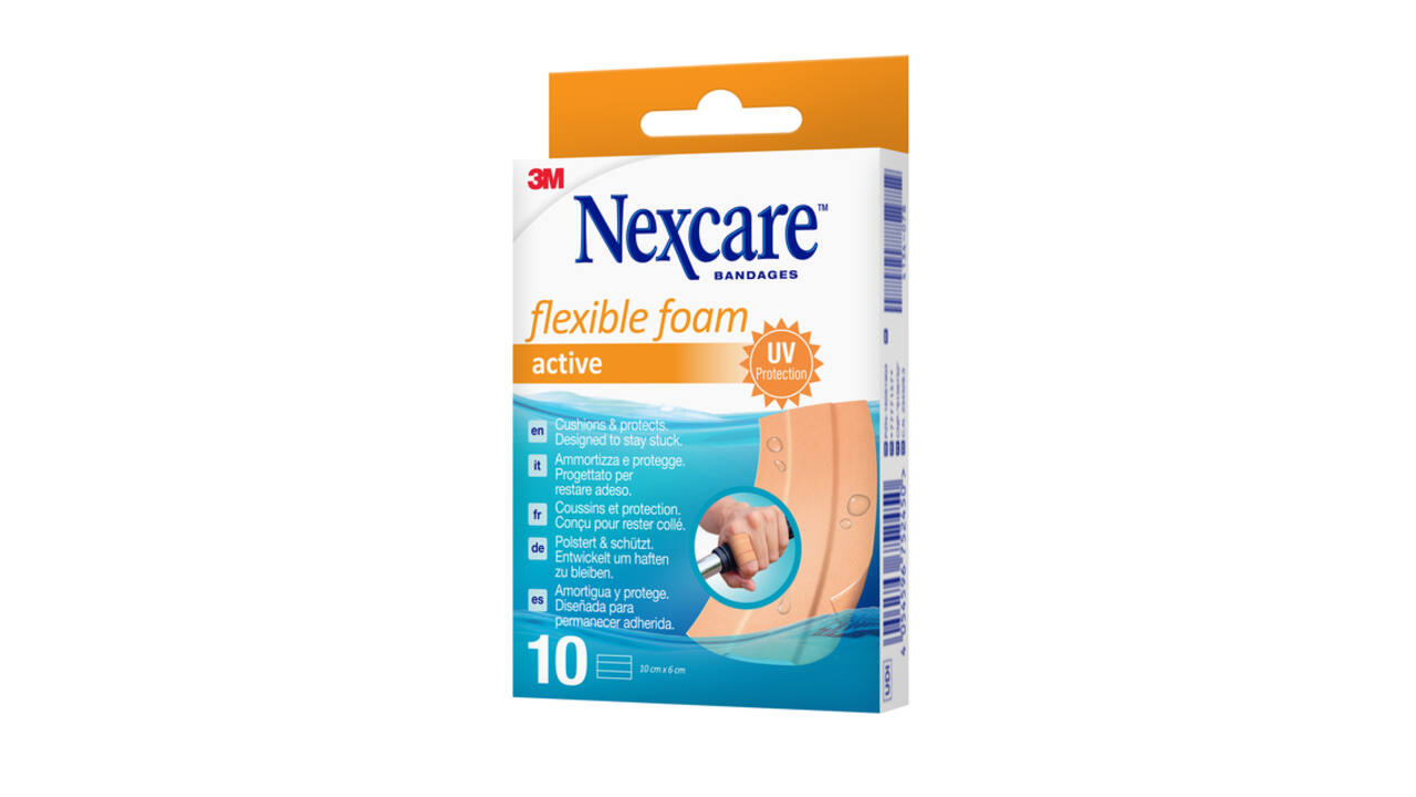 Wondpleister Nexcare active flexible foam waterbestendig 6x10cm 10 stuks