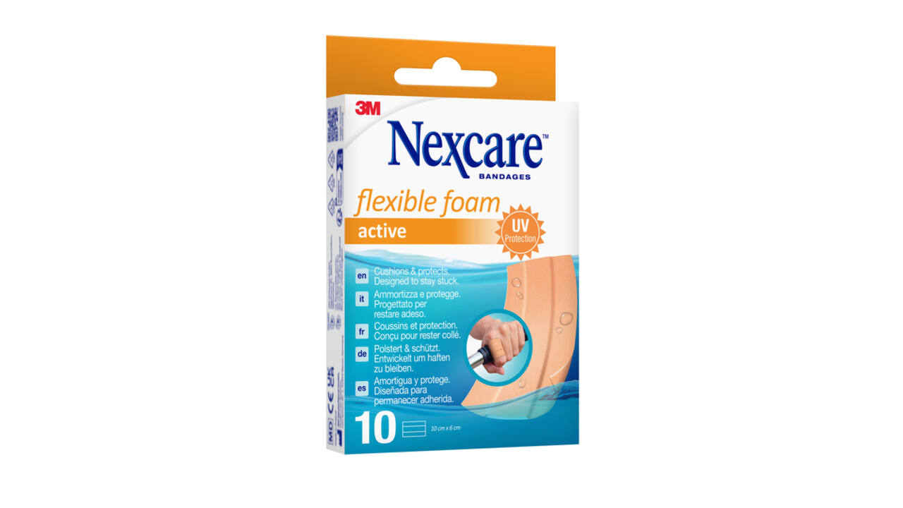 Wondpleister Nexcare active flexible foam waterbestendig 6x10cm 10 stuks