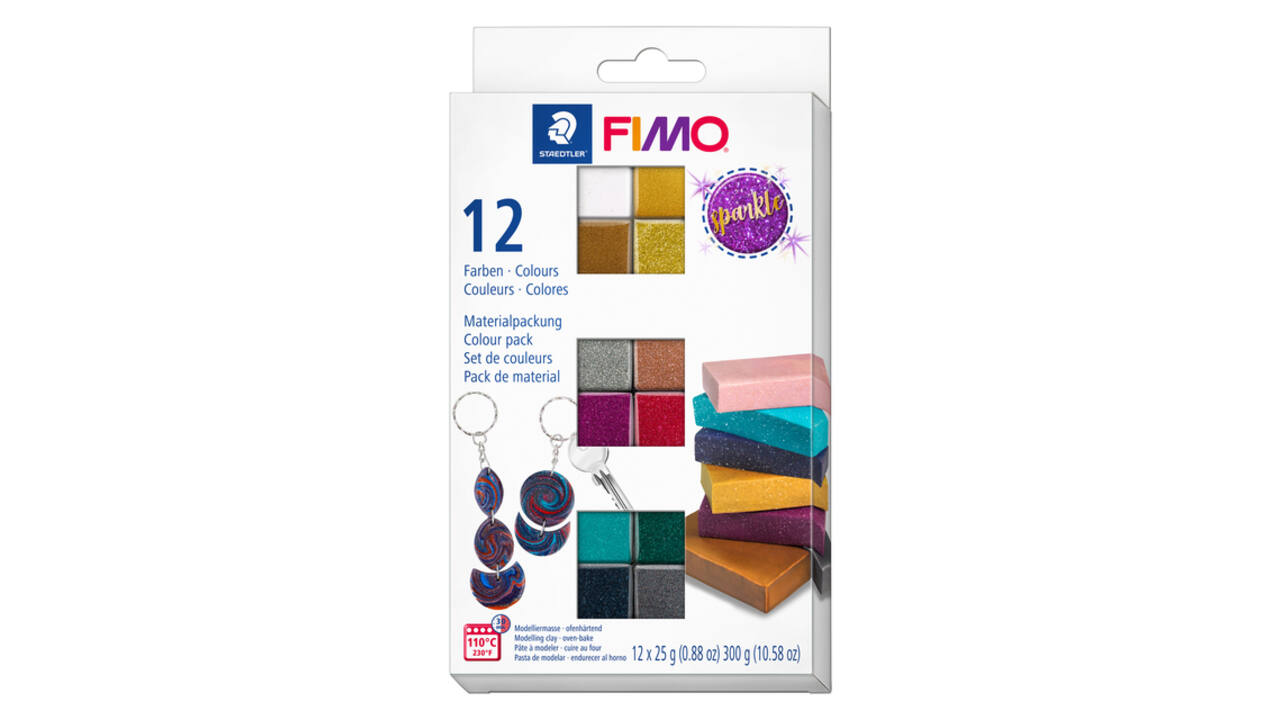 Klei Fimo effect colour pak à 12 sparkelende kleuren