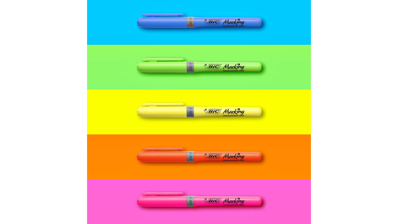 Markeerstift Bic grip Highlight your life assorti blik à 15 stuks