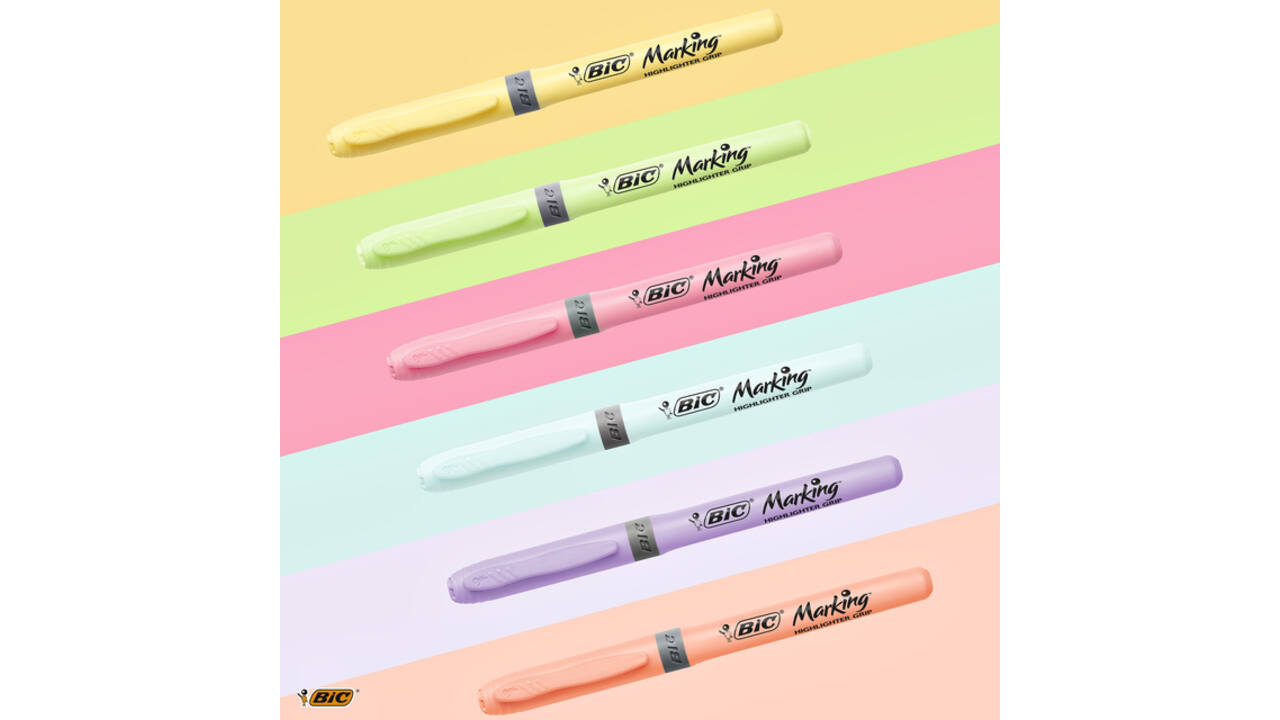 Markeerstift Bic grip Highlight your life assorti blik à 15 stuks