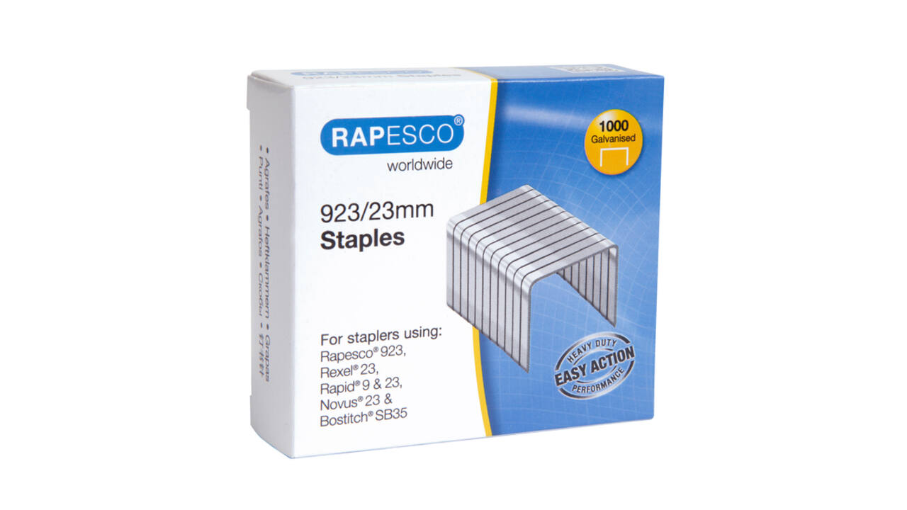 Nieten Rapesco Heavy Duty 923 23mm 1000 stuks zilver