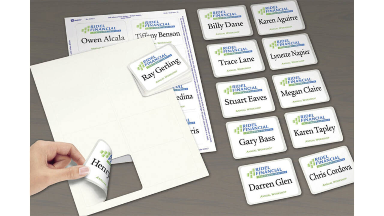 Naambadge etiket Avery J4785-20 80x50mm wit 200 stuks