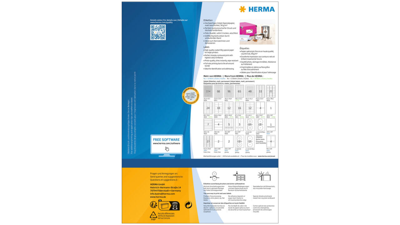 Etiket HERMA 10779 66x33.8mm wit 1920 stuks