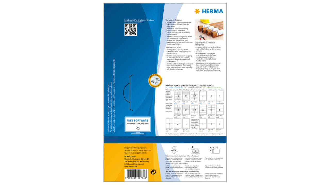 Etiket HERMA 10773 105x148mm weerbestendig wit 320 stuks