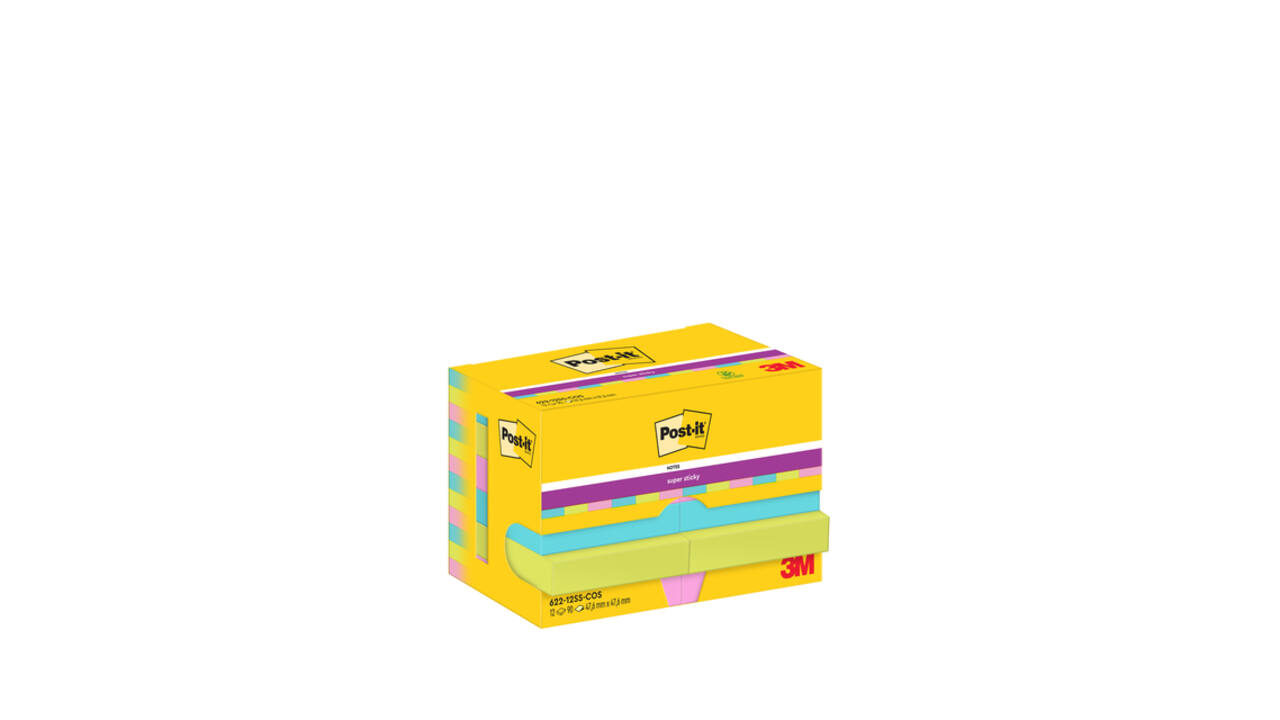 Memoblok Post-it 622 Super Sticky 47,6x47,6mm Cosmic 12 stuks