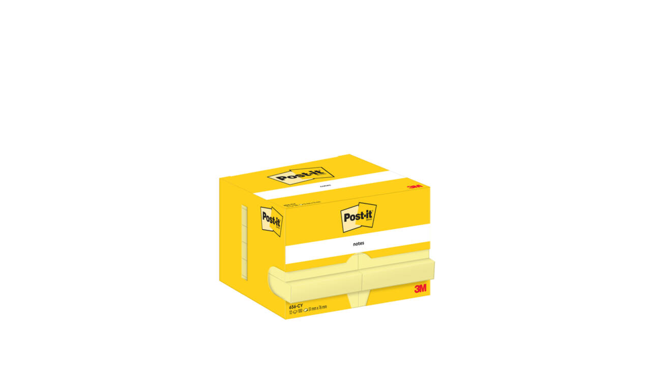 Memoblok Post-it 656 51x76mm canary yellow 12 stuks