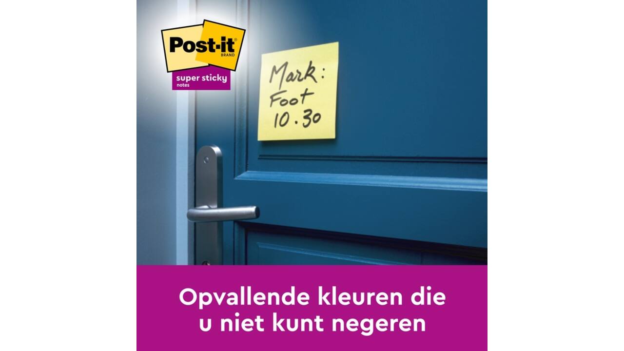 Memoblok Post-it 655 Super Sticky 76x127mm Canary yellow 12 stuks