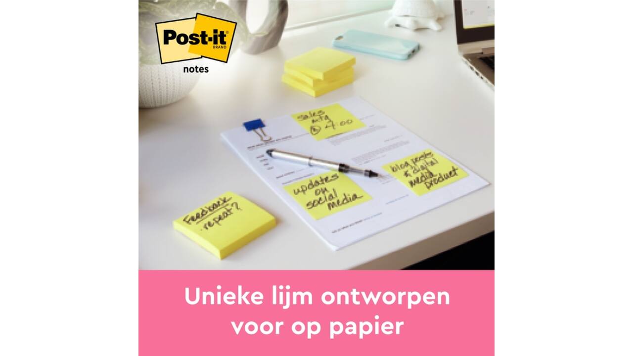 Memoblok Post-it Z-Note R330 76x76mm canary yellow 12 stuks