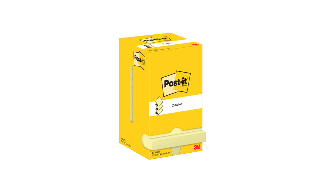 Memoblok Post-it Z-Note R330 76x76mm canary yellow 12 stuks